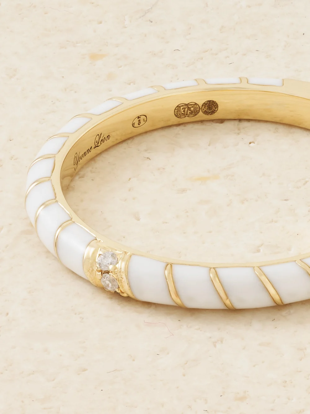 Close-up detail of the Yvonne Léon 9-karat Gold, Diamond and Enamel Ring
