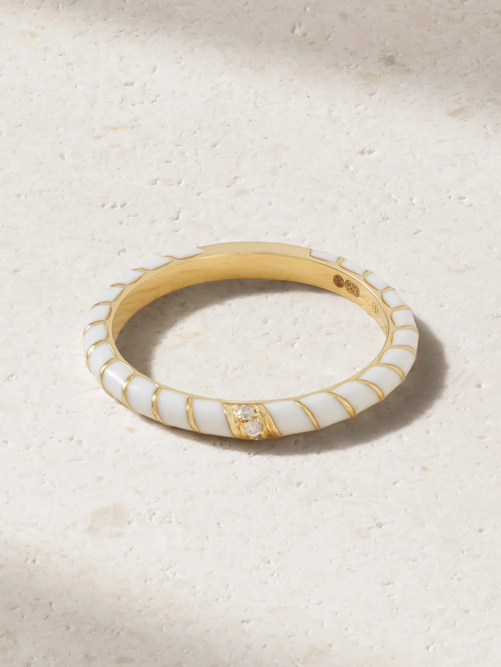 Yvonne Léon 9-karat Gold, Diamond and Enamel Ring in 5 1/2