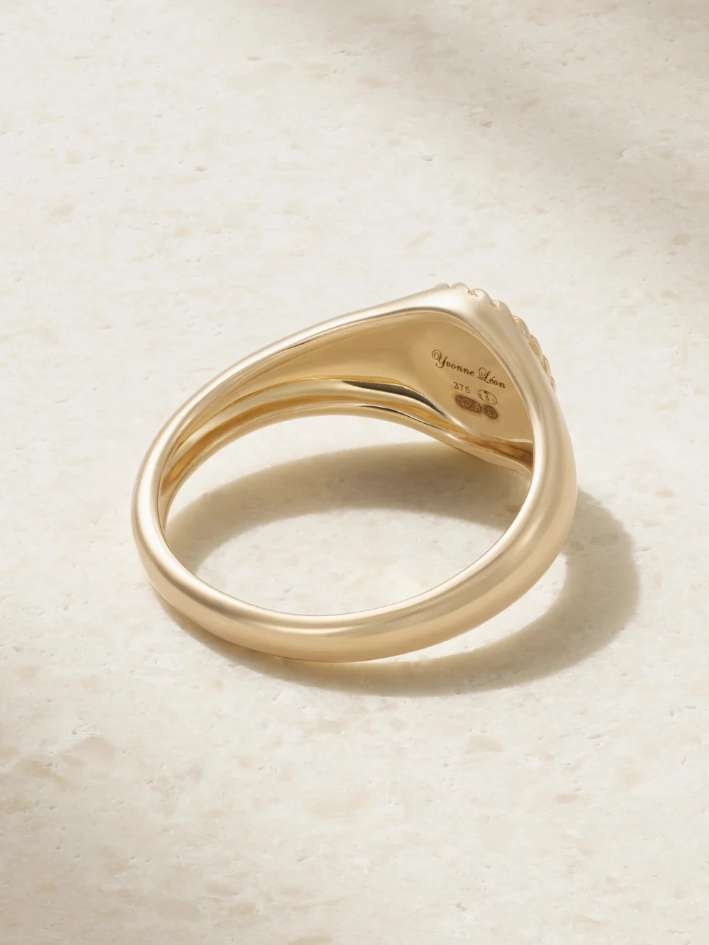 Back view of the Yvonne Léon 9-karat Gold, Onyx and Diamond Signet Ring