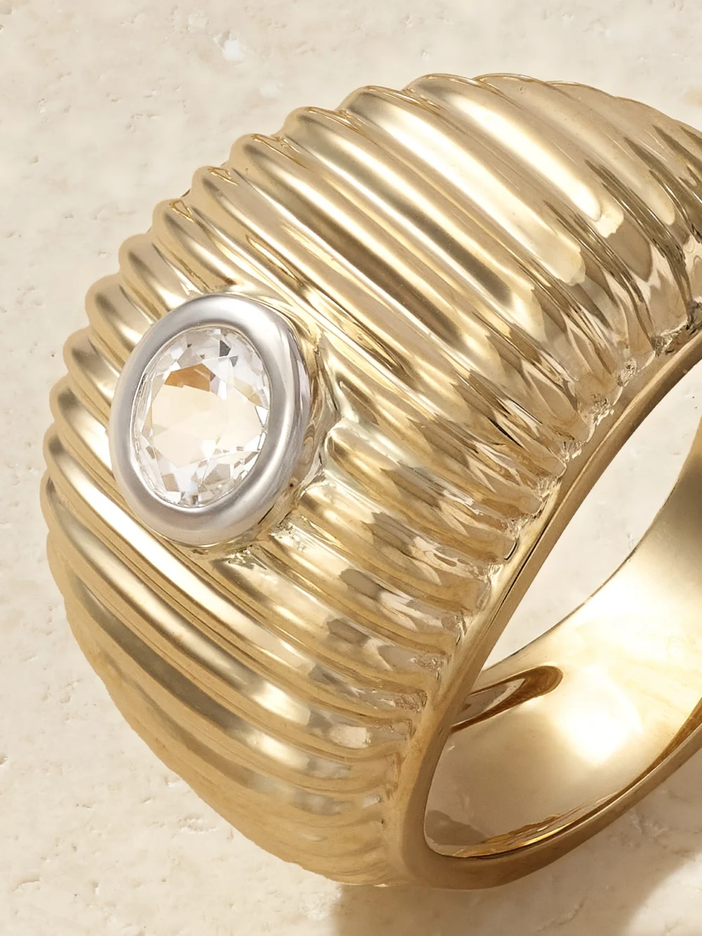 Close-up detail of the Yvonne Léon 9-karat Gold Topaz Ring