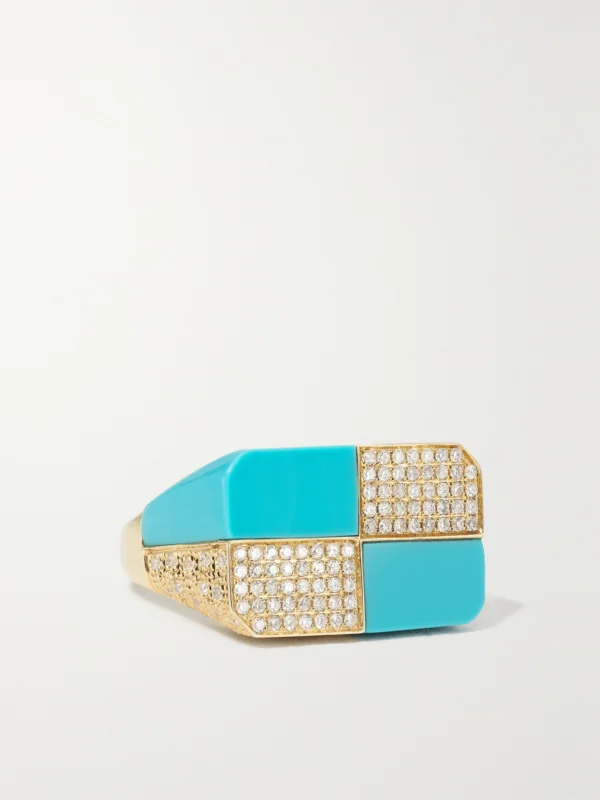 Yvonne Léon 9-karat Gold, Turquoise and Diamond Ring