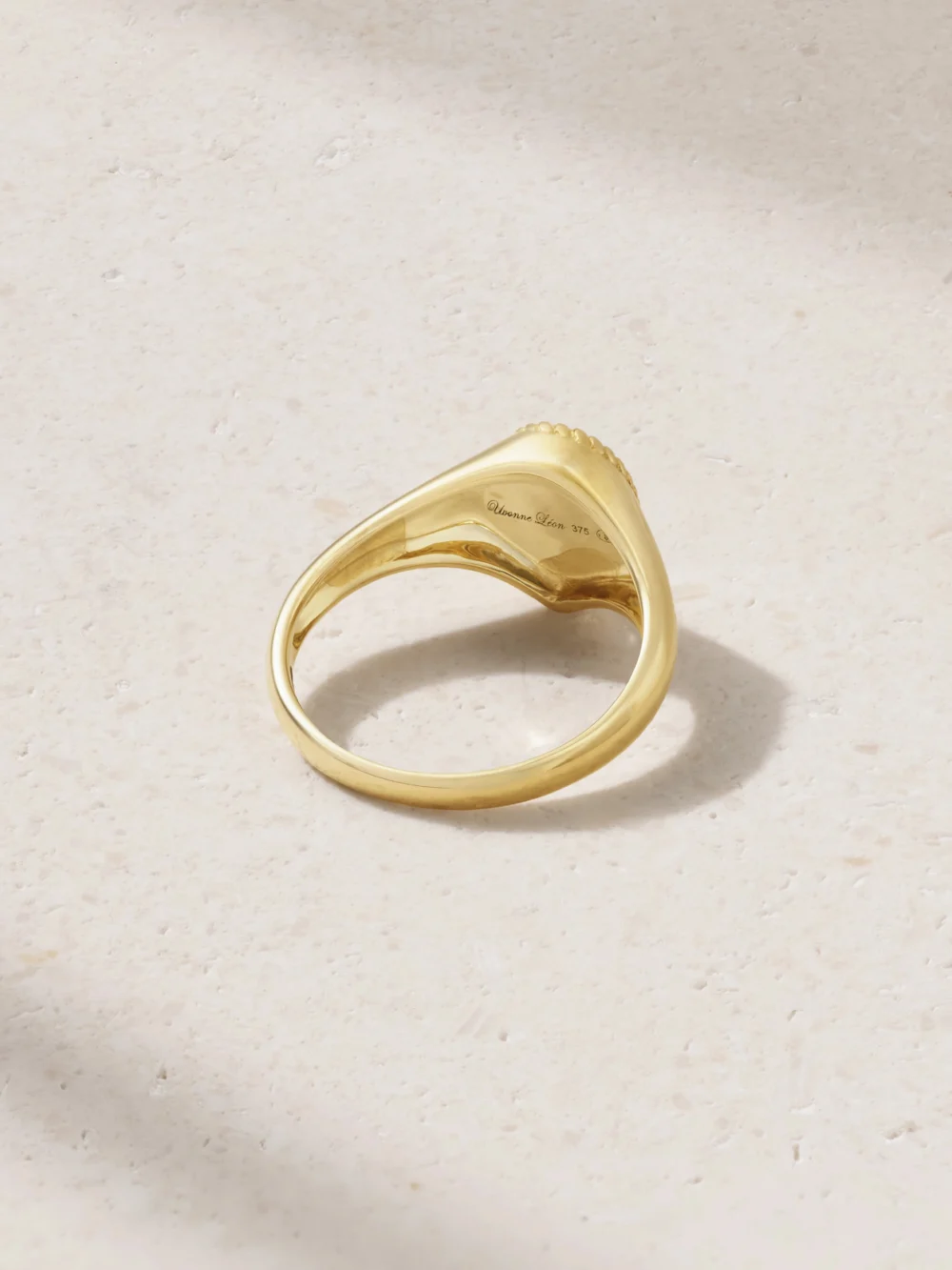 Back view of the Yvonne Léon 9-karat Gold, Turquoise and Diamond Signet Ring