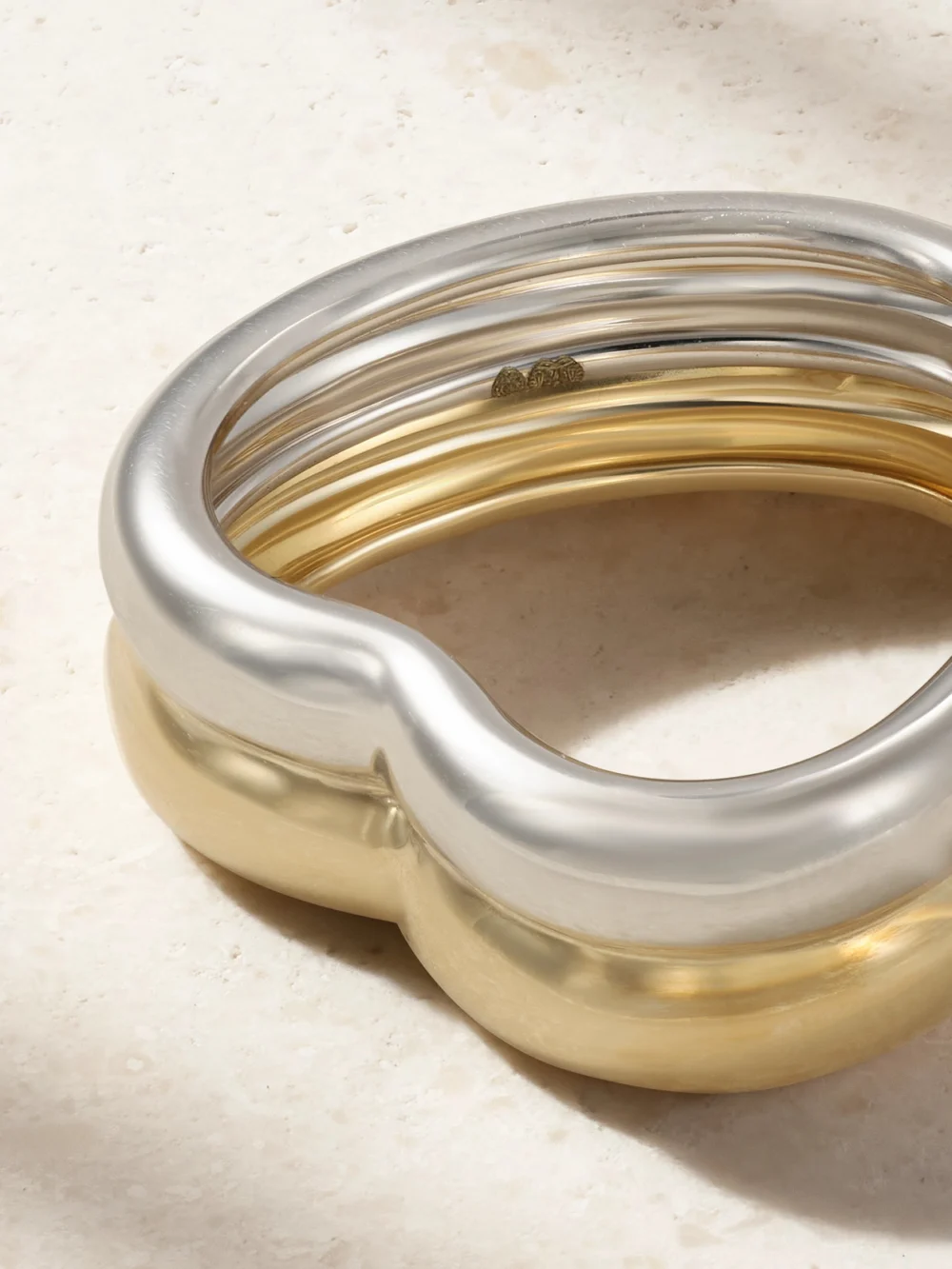 Close-up detail of the Yvonne Léon 9-karat Yellow and White Gold Ring