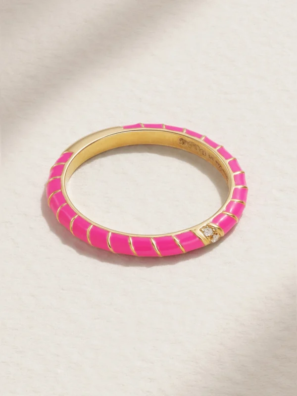Yvonne Léon Alliance 9-karat Gold, Enamel and Diamond Ring
