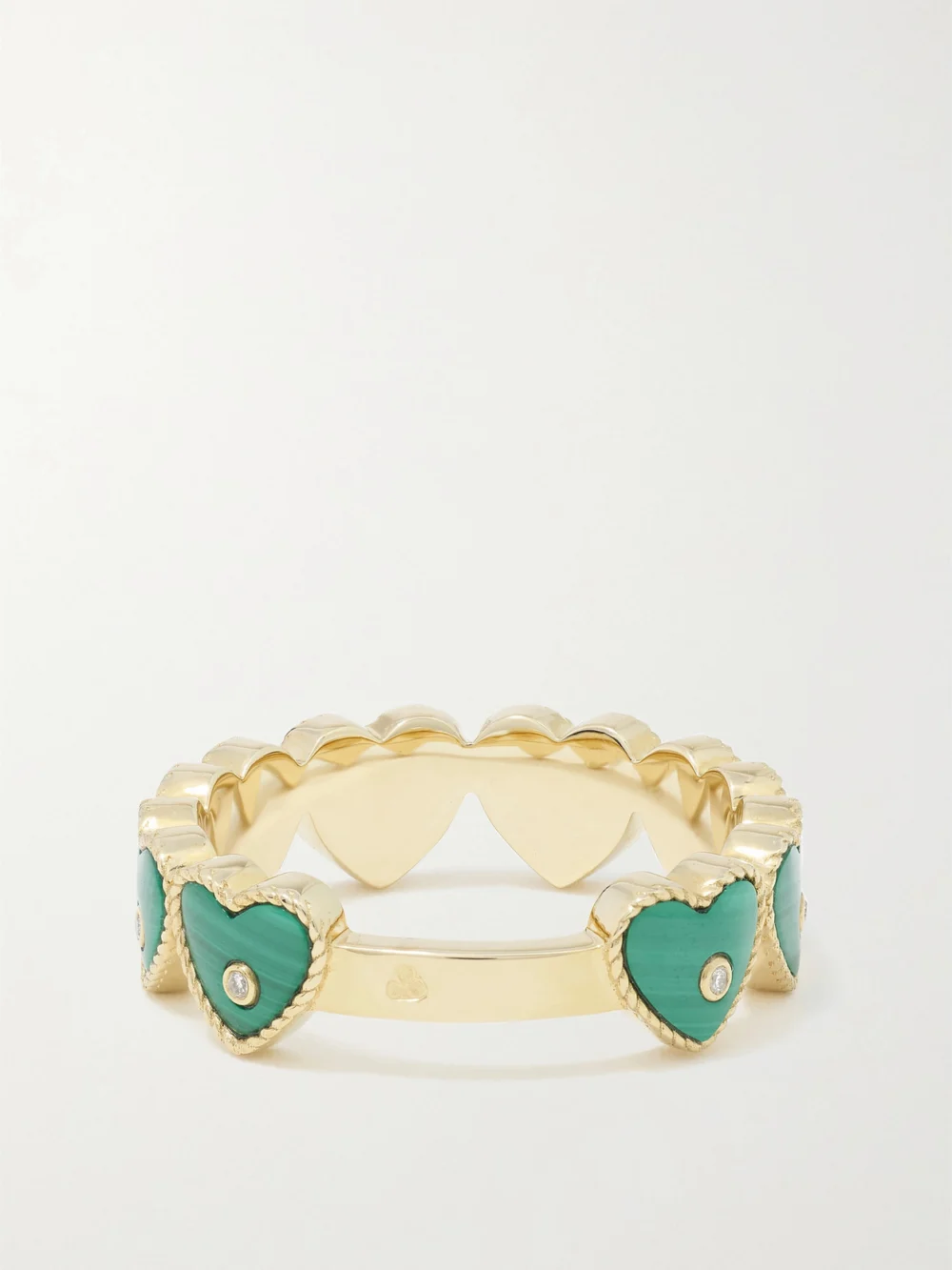 Back view of the Yvonne Léon Alliance 9-karat Gold, Malachite and Diamond Ring