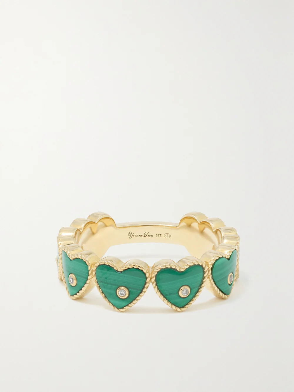 Yvonne Léon Alliance 9-karat Gold, Malachite and Diamond Ring in green