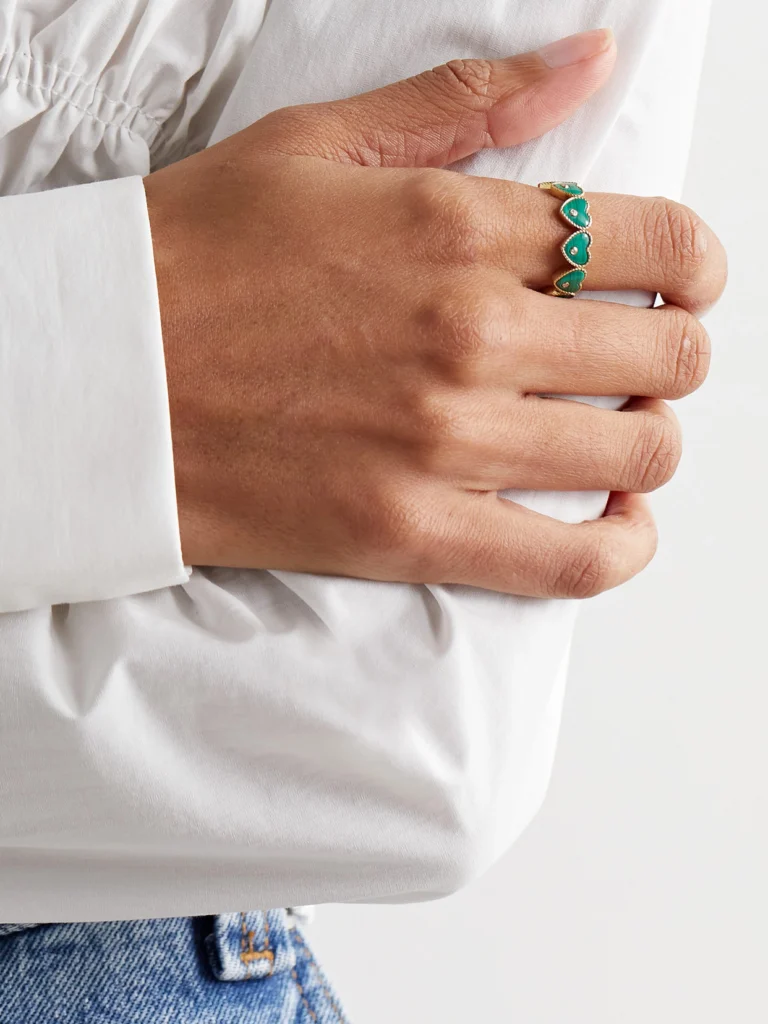 Yvonne Léon Alliance 9-karat Gold, Malachite and Diamond Ring