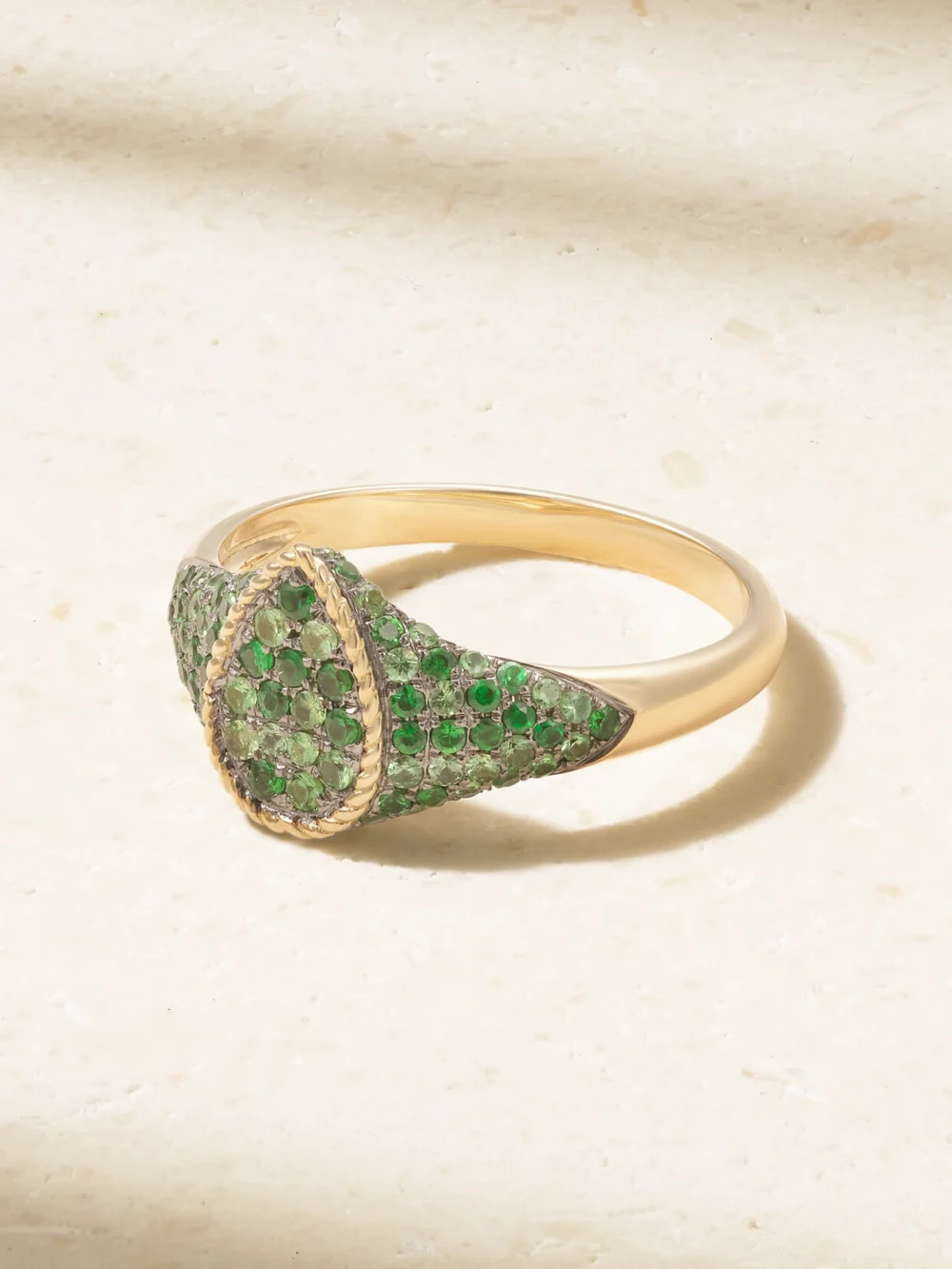 Yvonne Léon Baby Chevaliere 9-karat Gold Tsavorite Ring in 4