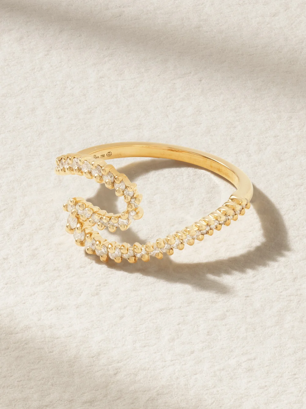 Yvonne Léon Bague Vague Surf 18-karat Gold Diamond Ring in 5