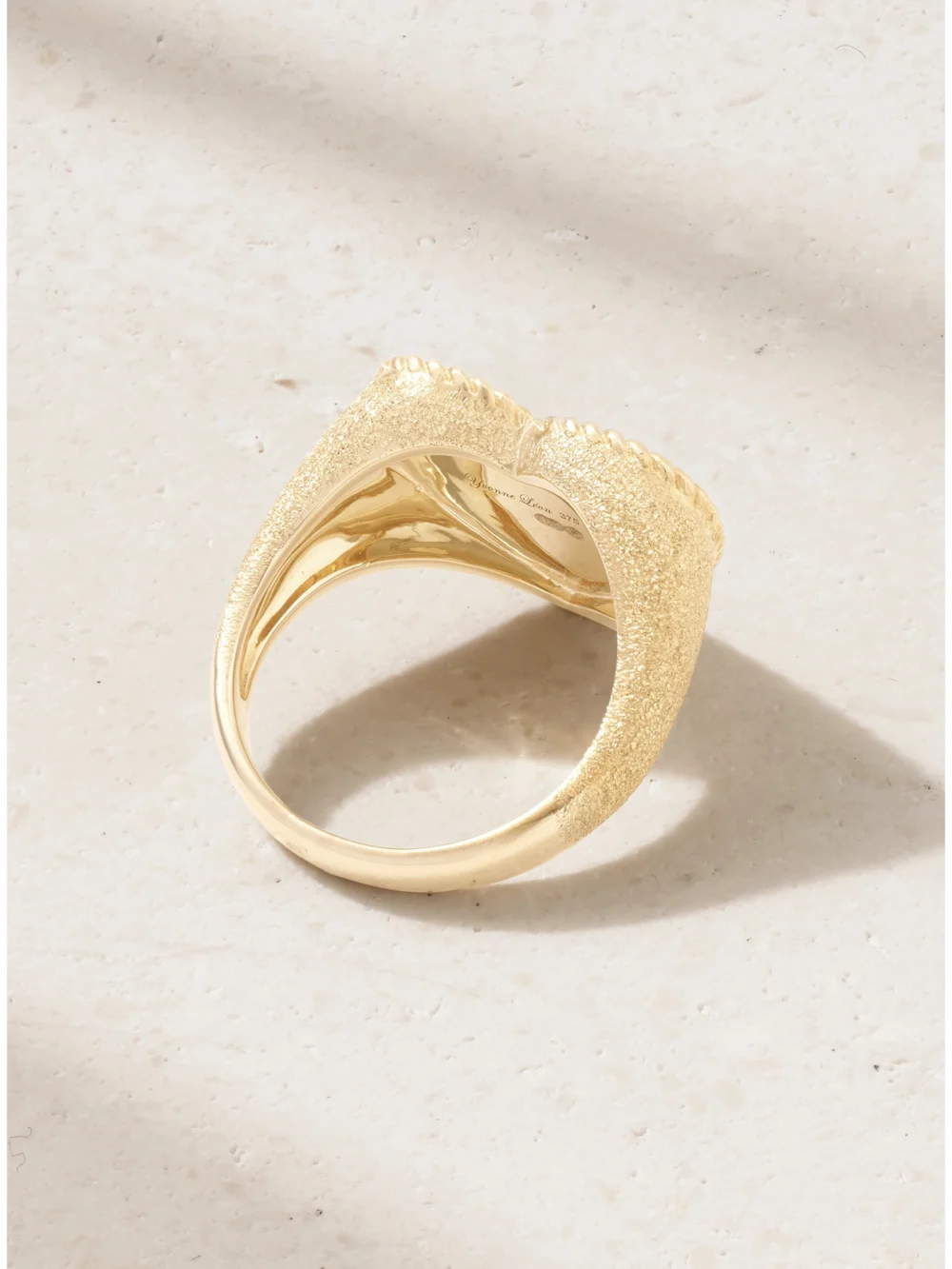 Back view of the Yvonne Léon Coeur Pailletee 9-karat Gold Diamond Ring