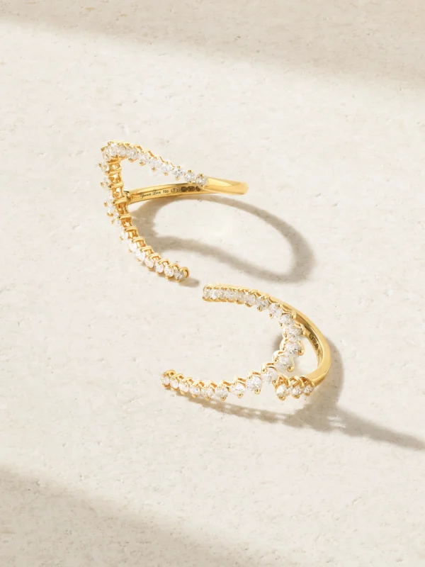 Yvonne Léon Double Bague Coeur Set of Two 18-karat Gold Diamond Rings