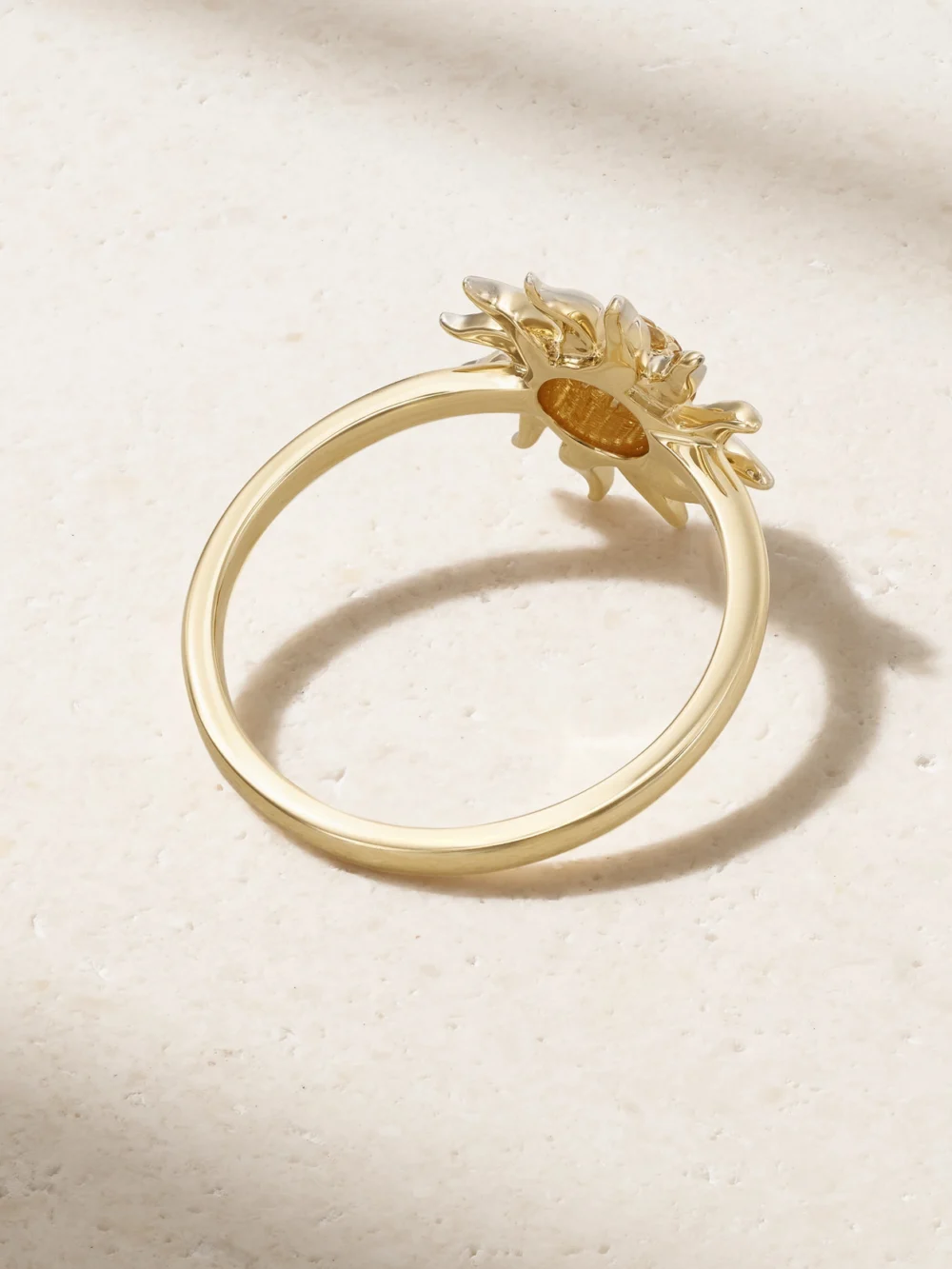 Back view of the Yvonne Léon Mini Soleil 18-karat Yellow and White Gold, Diamond and Citrine Ring
