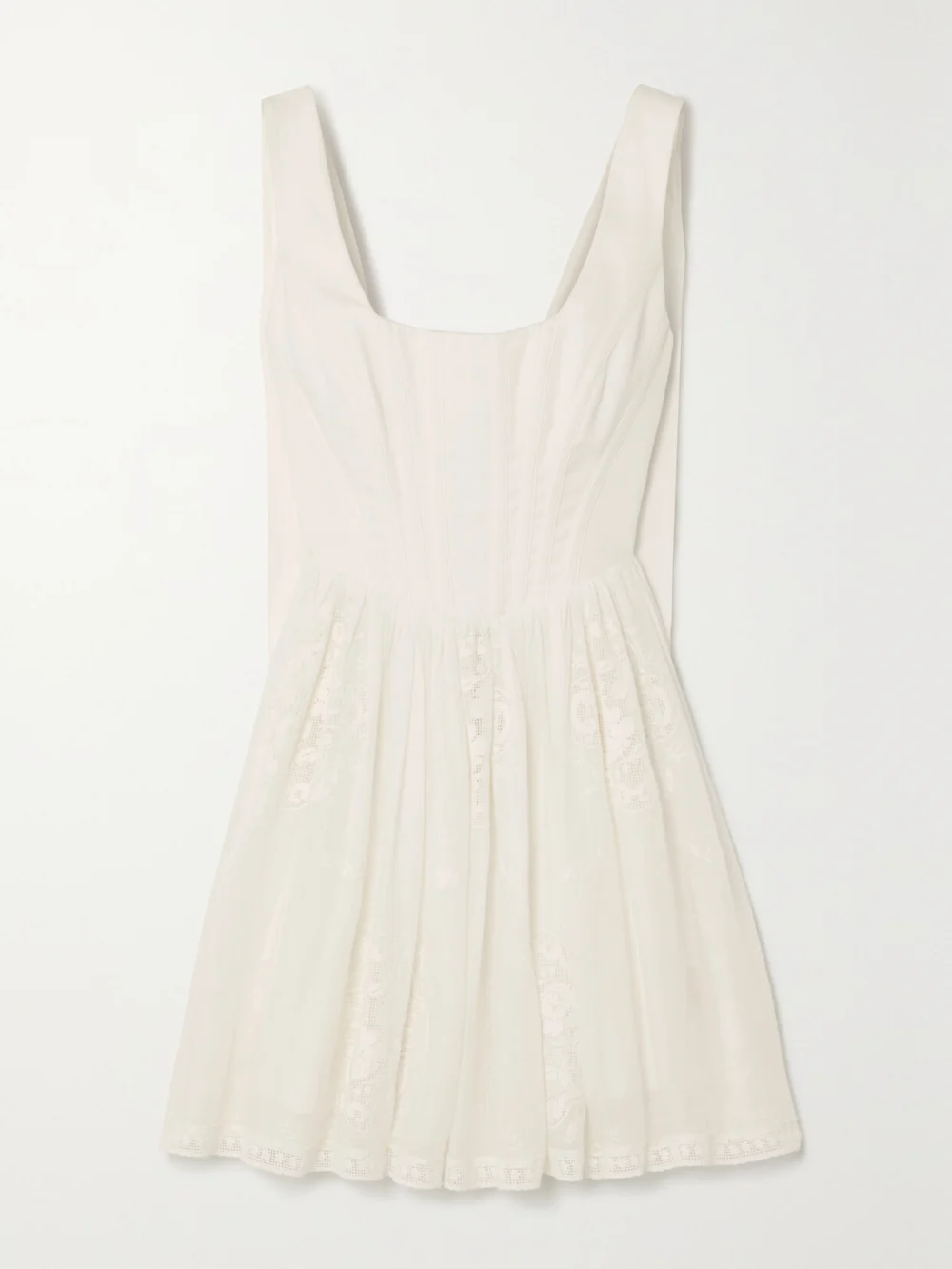 Zimmermann Alight Lace-trimmed Ramie Bustier Mini Dress in ivory