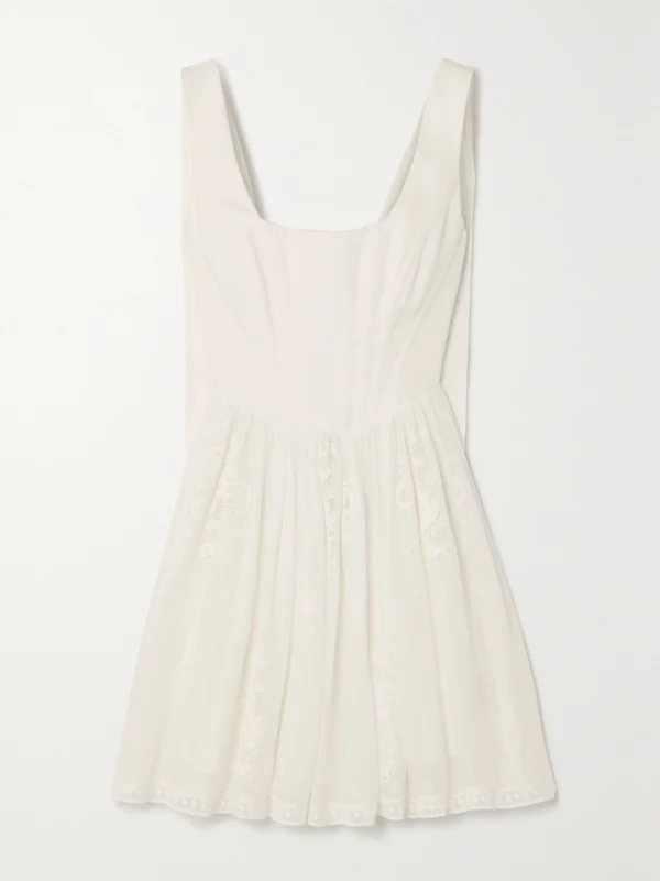 Zimmermann Alight Lace-trimmed Ramie Bustier Mini Dress