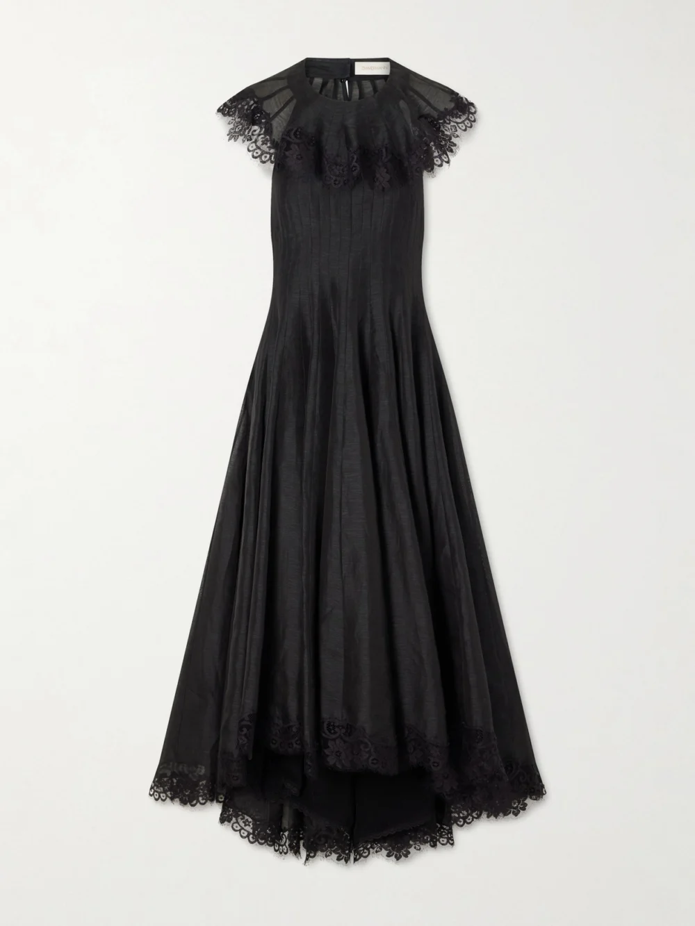 Zimmermann Ascent Open-back Lace-trimmed Linen and Silk-blend Midi Dress in black