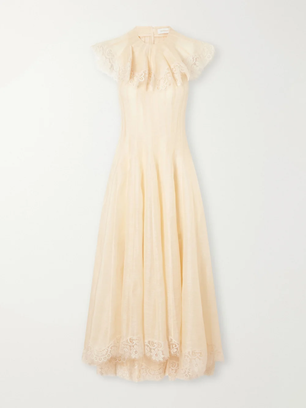 Zimmermann Ascent Open-back Lace-trimmed Linen and Silk-blend Midi Dress in cream