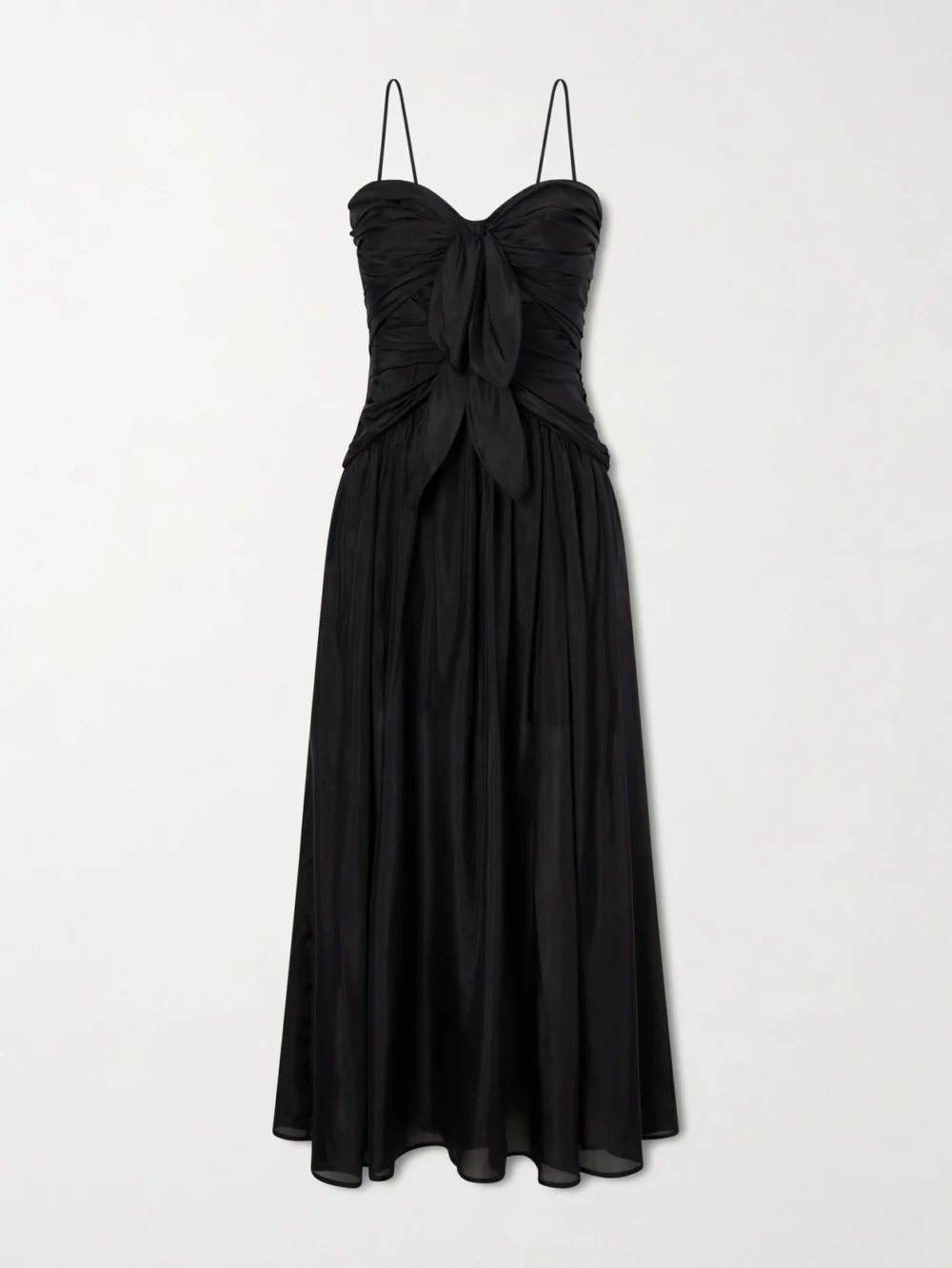 Zimmermann Aster Cutout Gathered Silk-chiffon Midi Dress in black