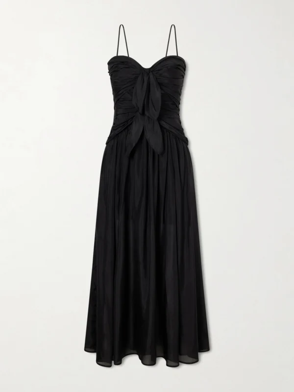 Zimmermann Aster Cutout Gathered Silk-chiffon Midi Dress