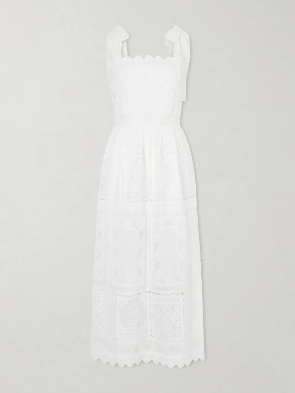 Zimmermann Aster Scalloped Lace-trimmed Maxi Dress in ivory