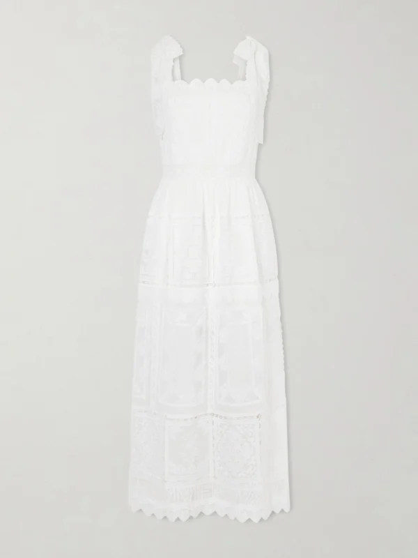 Zimmermann Aster Scalloped Lace-trimmed Maxi Dress