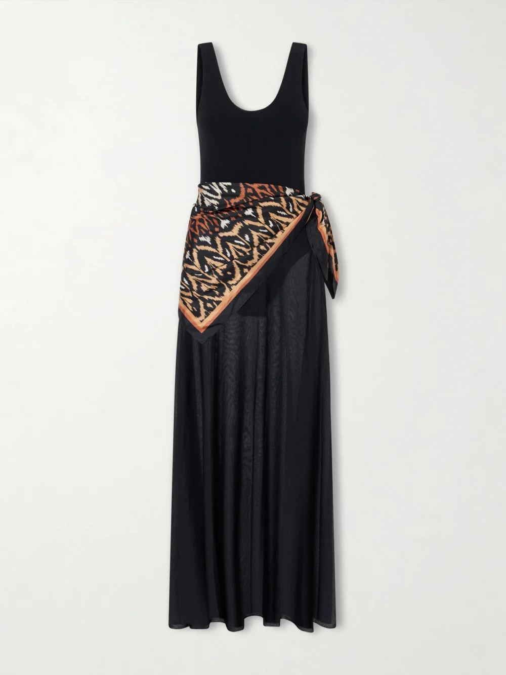 Zimmermann Aster Scarf-detailed Organza Maxi Dress in black