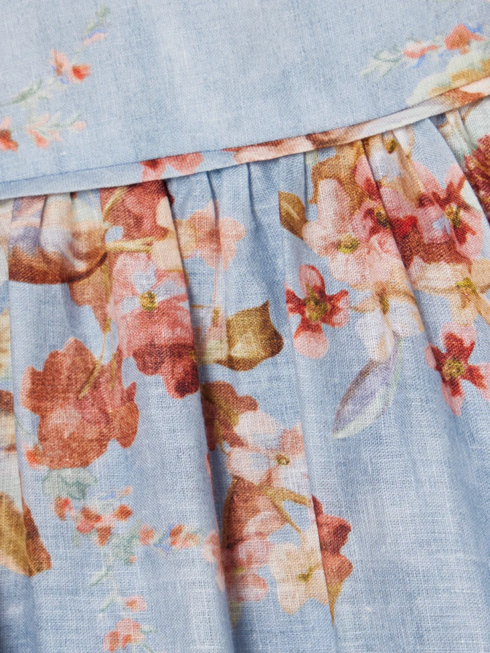 Close-up detail of the Zimmermann Awaken Floral-print Broderie Anglaise Linen Midi Dress