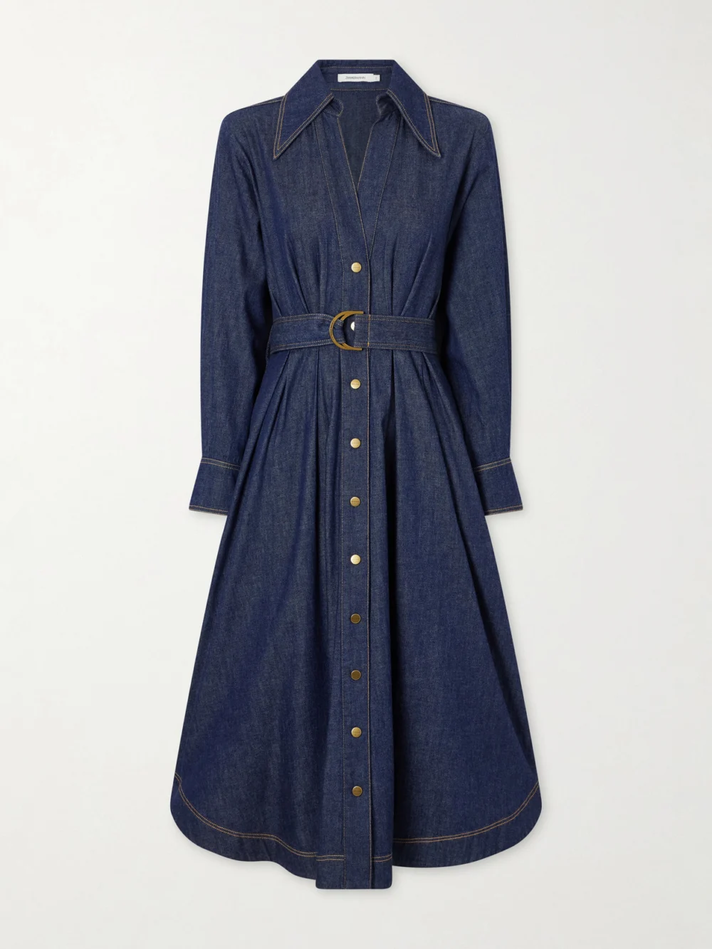 Zimmermann Belted Denim Midi Dress in blue