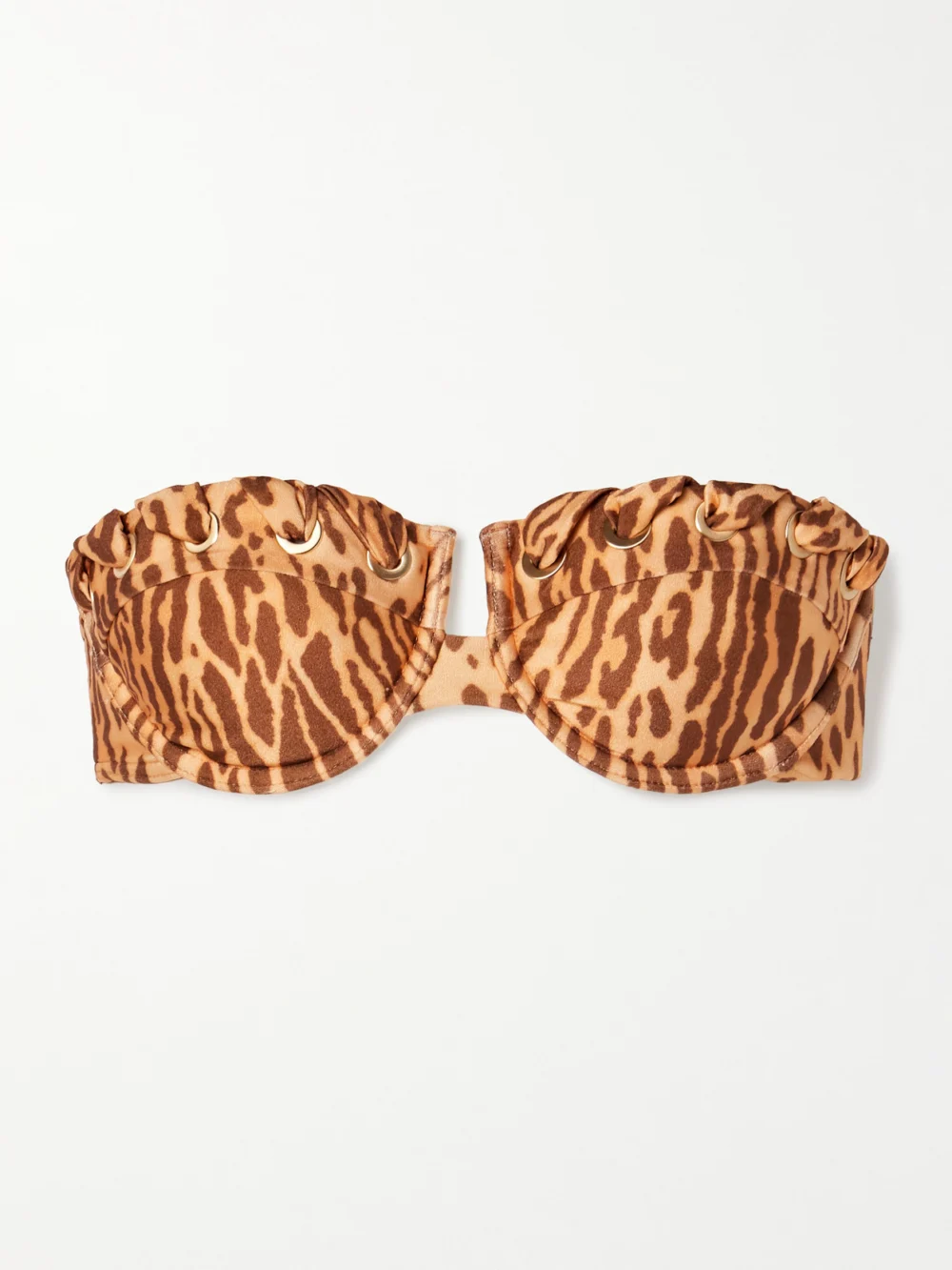 Zimmermann Cascadian Strapless Whipstitched Leopard-print Underwired Bikini Top in leopard print