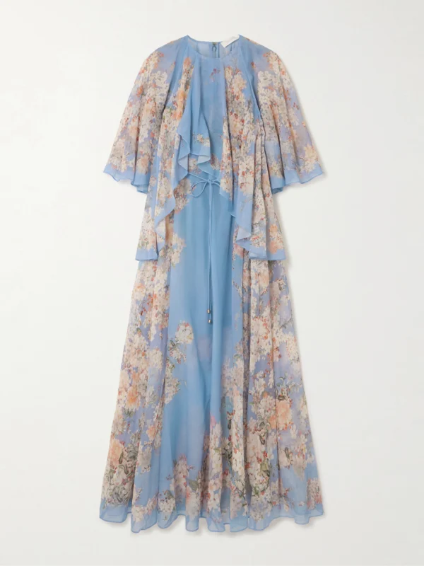 Zimmermann Cascadian Tiered Ruffled Floral-print Recycled-georgette Maxi Dress