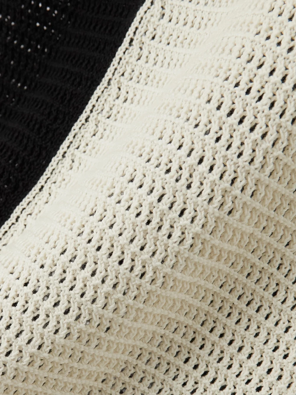 Close-up detail of the Zimmermann Clover Two-tone Crochet-knit Cotton Midi Dress