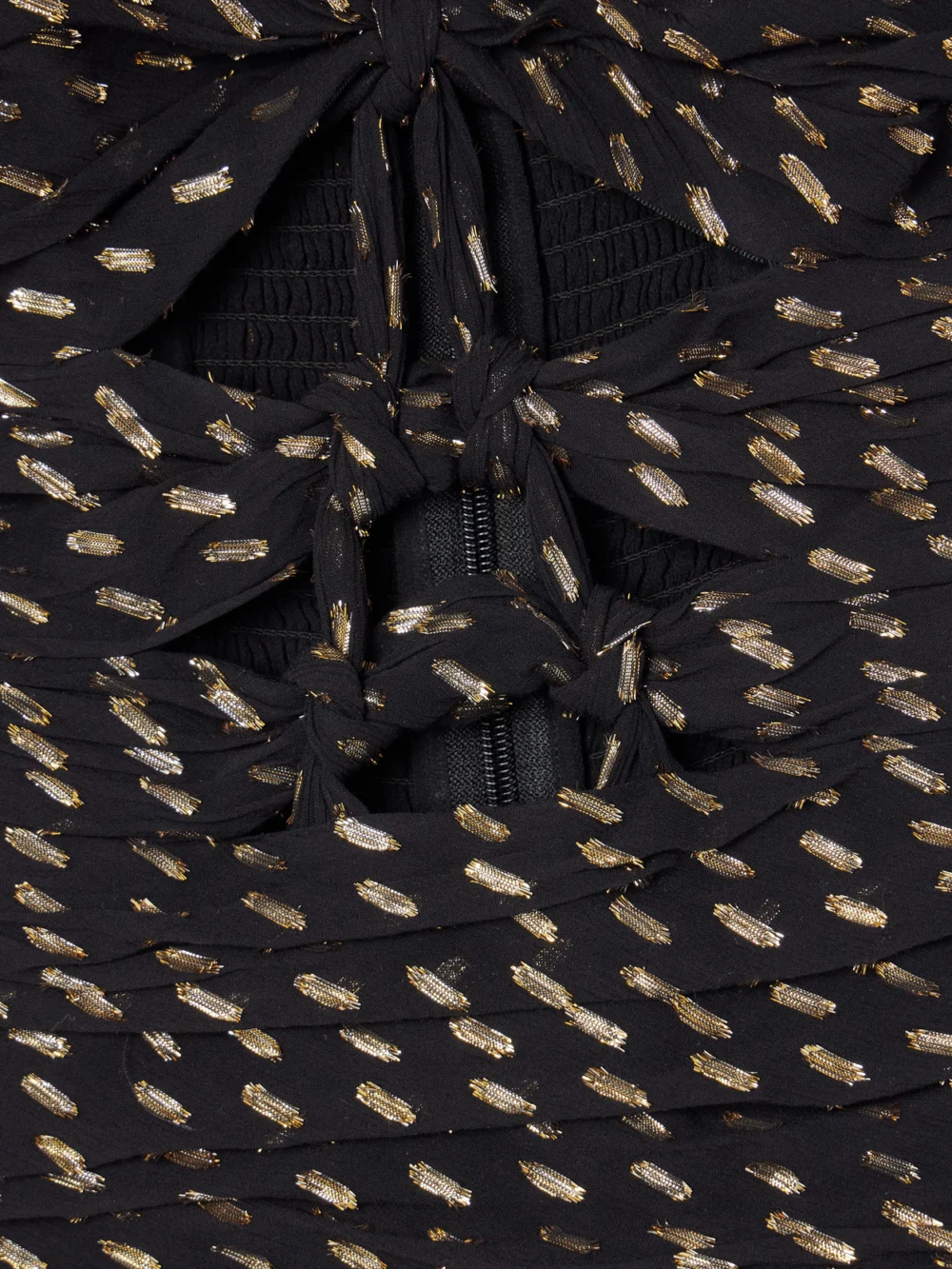 Close-up detail of the Zimmermann Daylight Cutout Fil Coupé-voile Halterneck Midi Dress