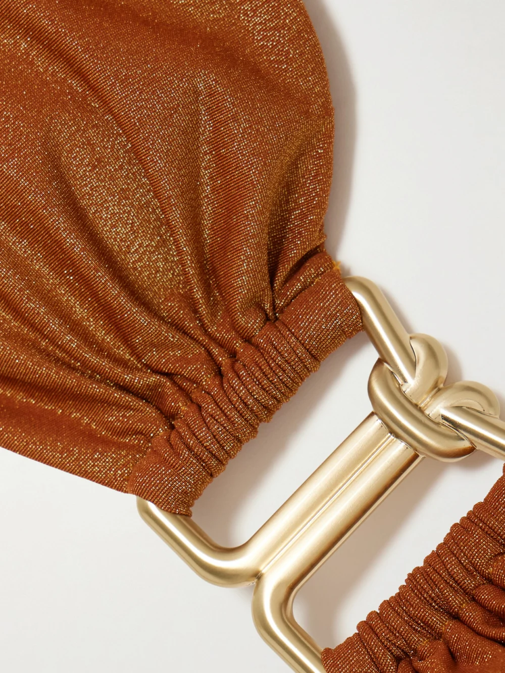 Close-up detail of the Zimmermann Daylight Metallic Bandeau Bikini