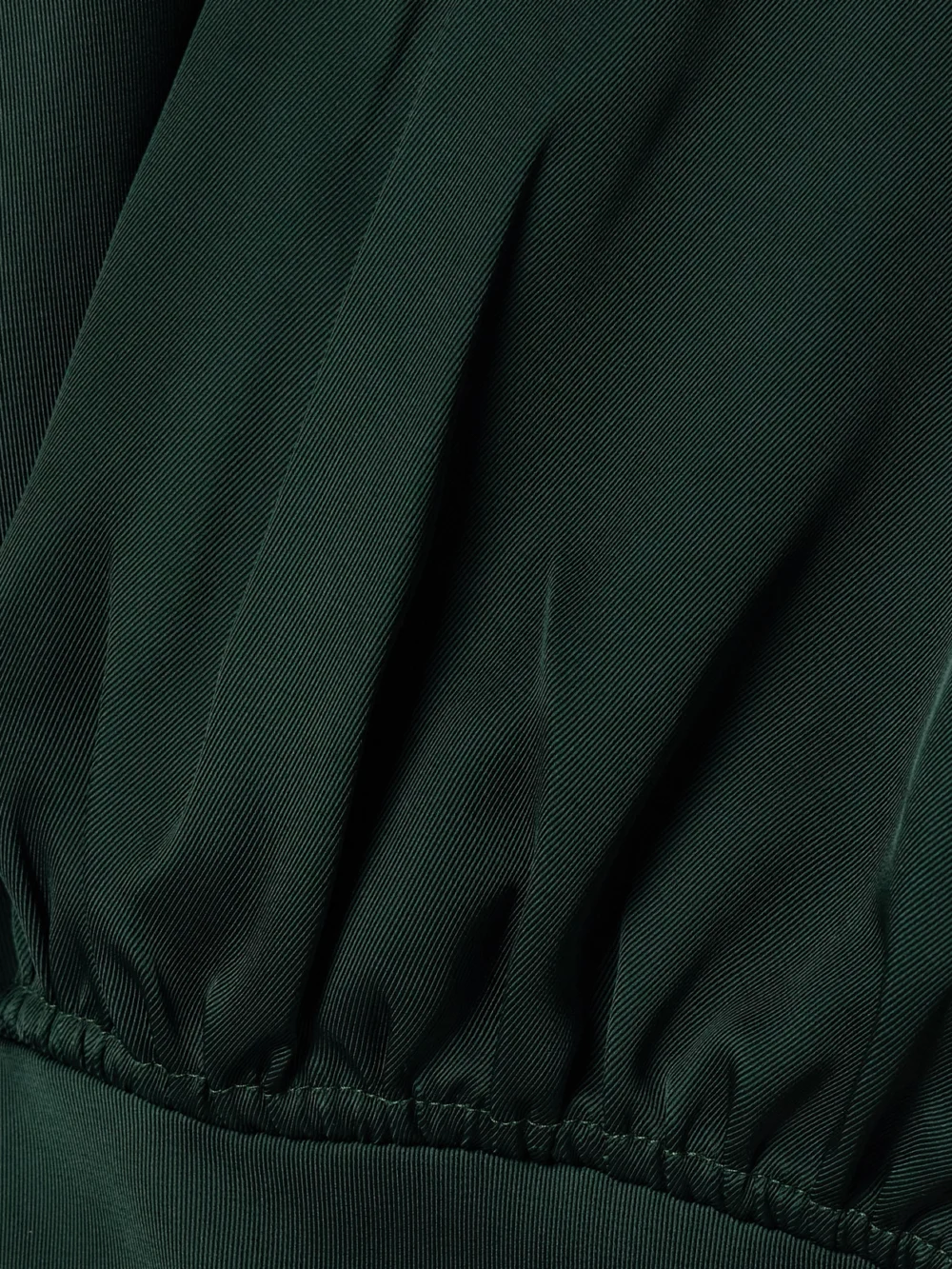 Close-up detail of the Zimmermann Eden Cape-effect Ruched Satin-twill Mini Dress