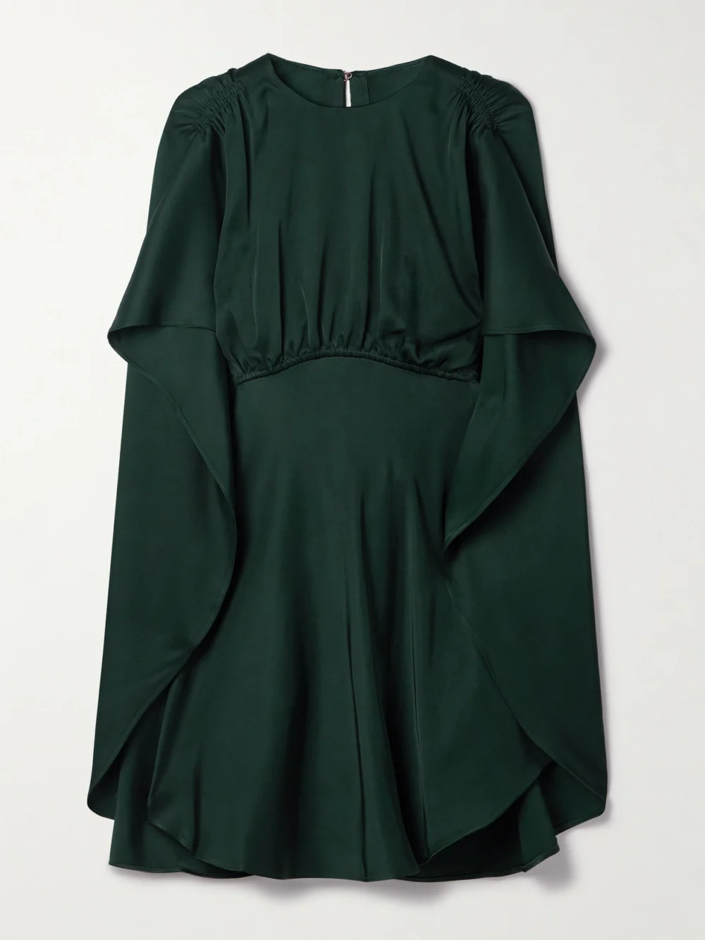 Zimmermann Eden Cape-effect Ruched Satin-twill Mini Dress in green