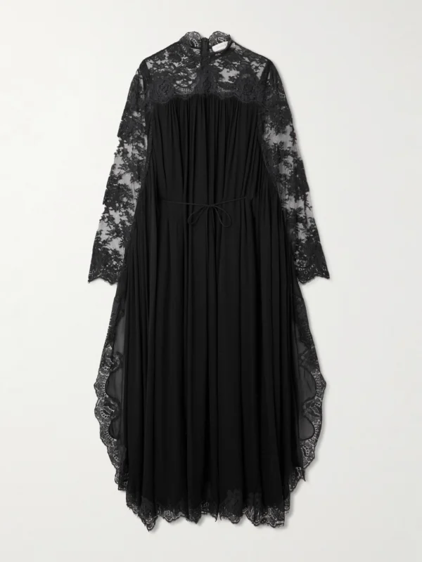 Zimmermann Gathered Lace-trimmed Crepe Midi Dress