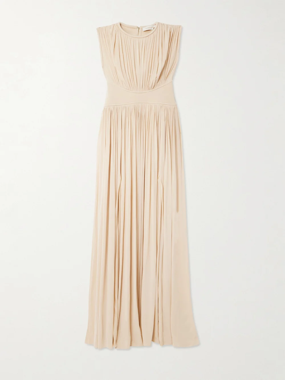 Zimmermann Hypnotic Gathered Paneled Jersey Maxi Dress in cream