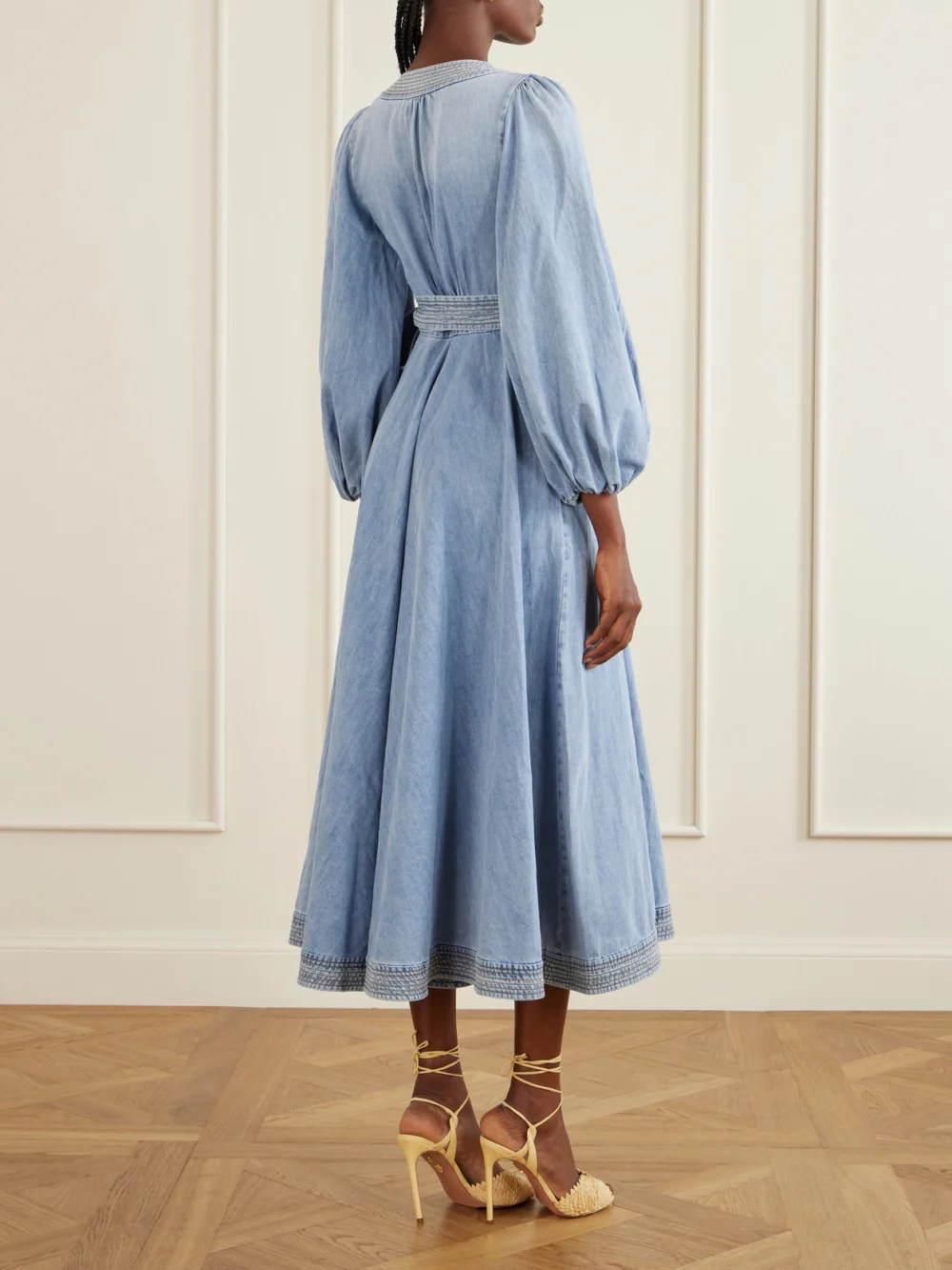 Back view of the Zimmermann Indra Denim Midi Dress