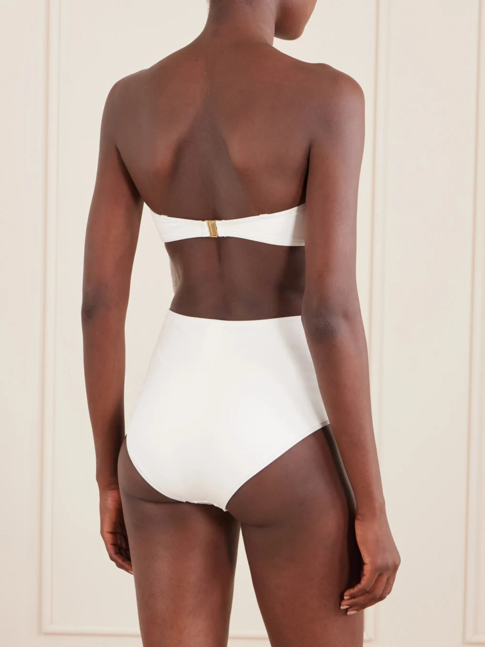 Back view of the Zimmermann Indra Strapless Broderie Anglaise Swimsuit