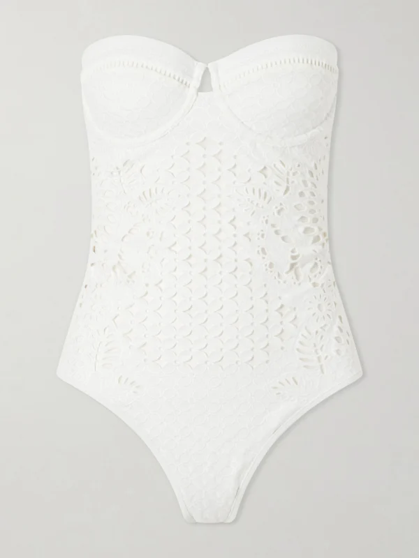 Zimmermann Indra Strapless Broderie Anglaise Swimsuit