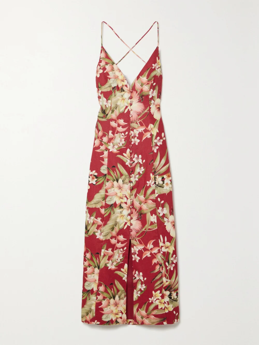 Zimmermann Lexi Floral-print Linen Midi Dress in red