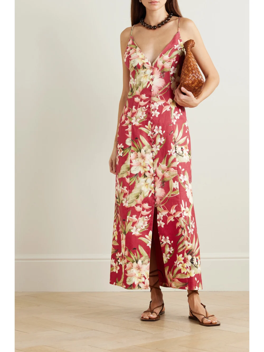 Zimmermann Lexi Floral-print Linen Midi Dress, worn by a model