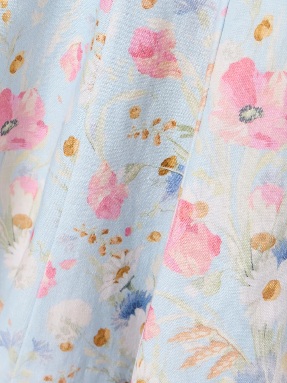 Close-up detail of the Zimmermann Lucky Lace-trimmed Floral-print Linen Mini Dress