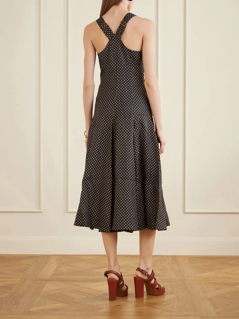 Back view of the Zimmermann Luna Embellished Linen Midi Dress