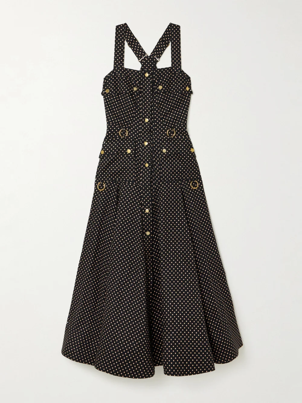 Zimmermann Luna Embellished Linen Midi Dress in black