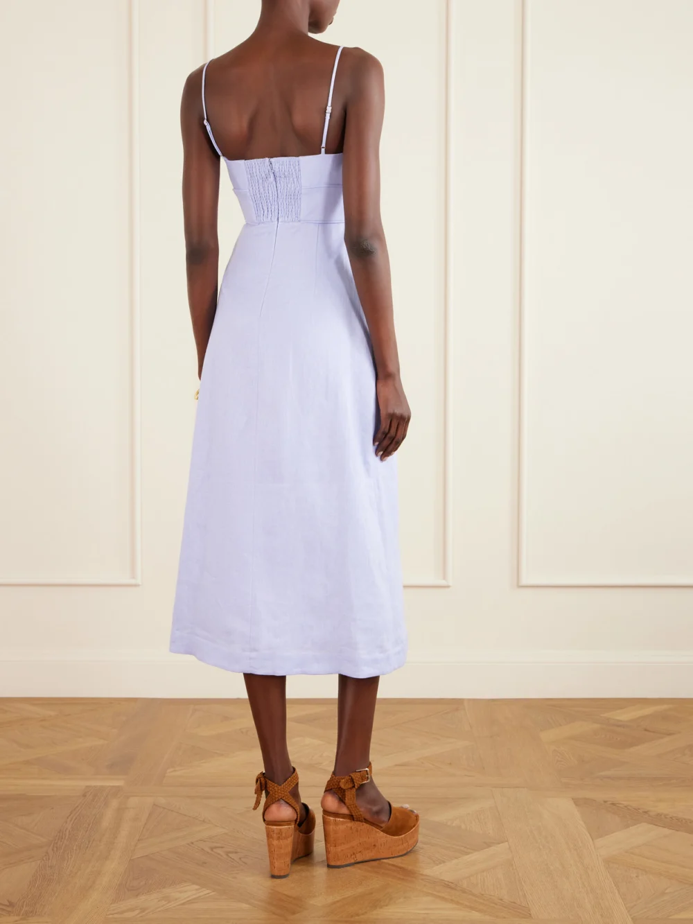 Back view of the Zimmermann Luna Linen Midi Dress
