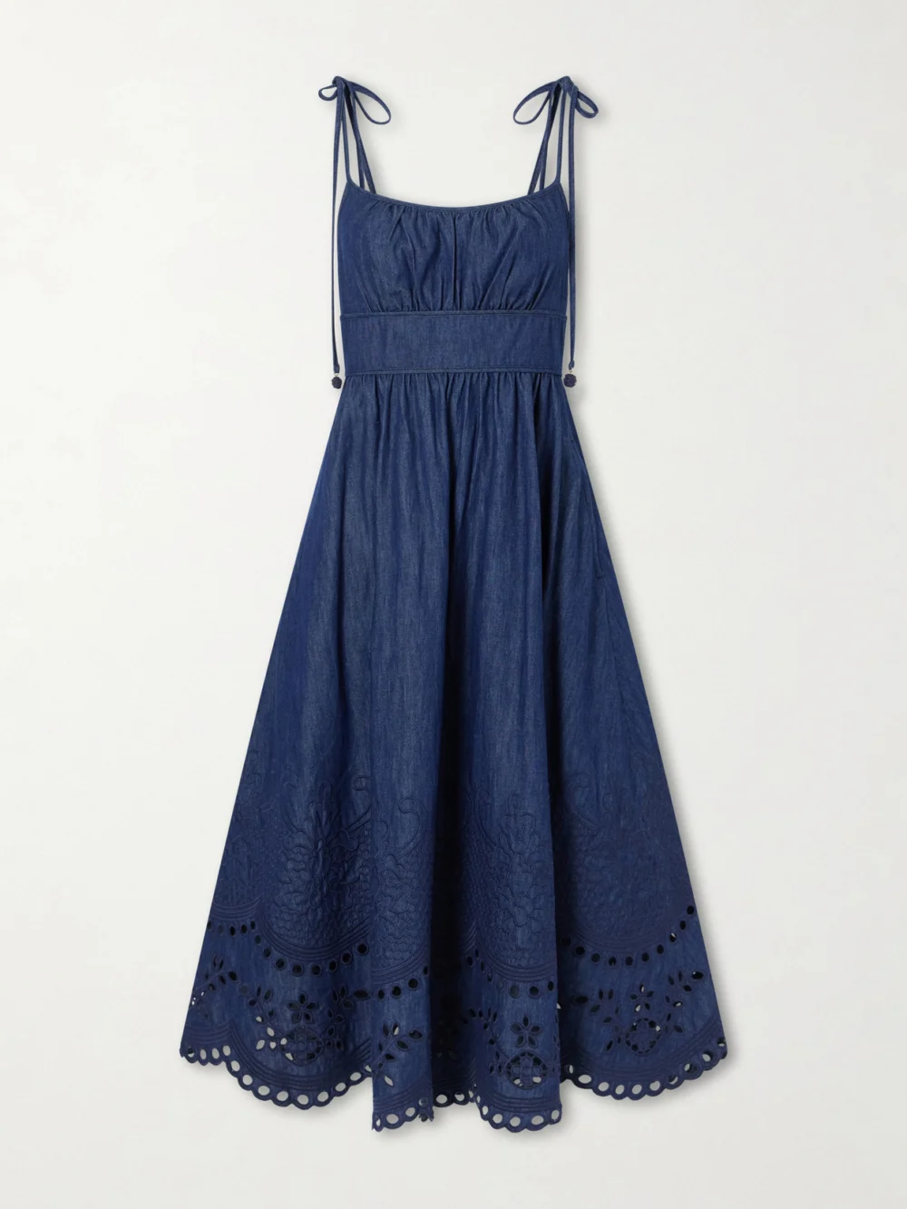 Zimmermann Mahon Broderie Anglaise Cotton-denim Midi Dress in blue