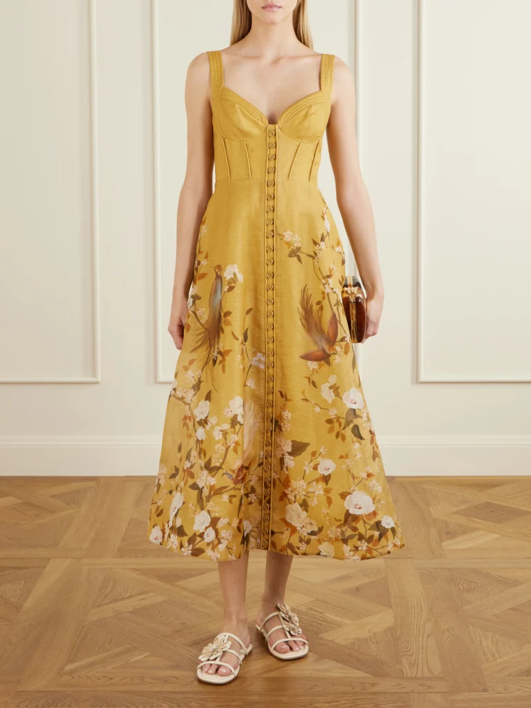Zimmermann Momentum Corded Floral-print Woven Linen and Silk-blend Midi Dress