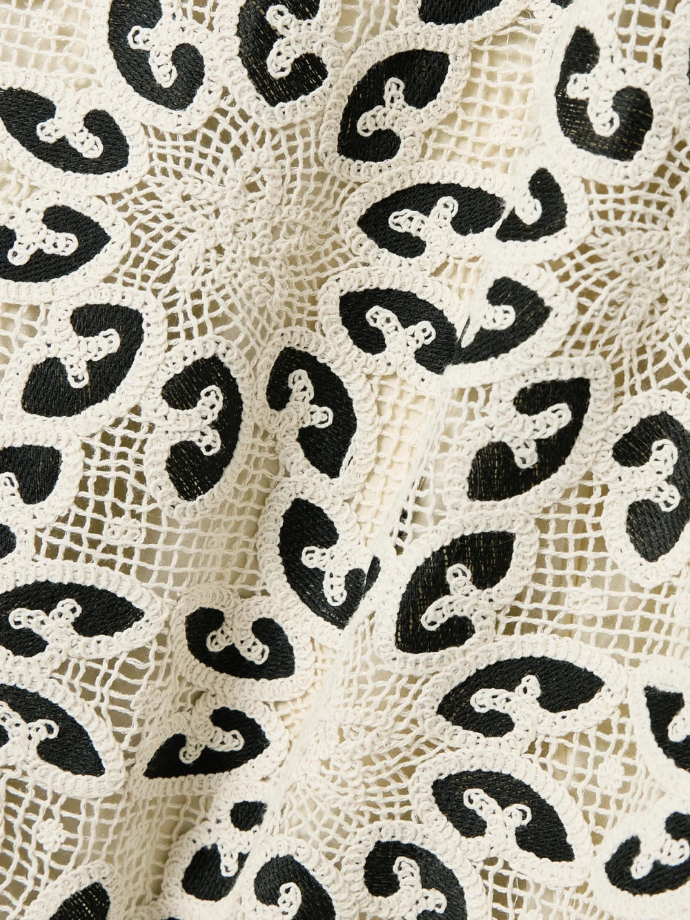 Close-up detail of the Zimmermann Ottie Cotton-blend Guipure Lace Mini Dress