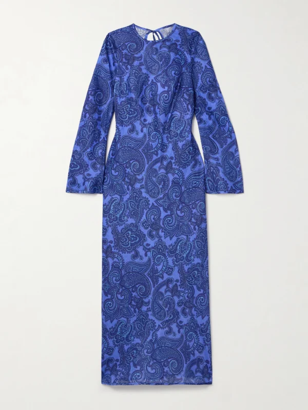 Zimmermann Ottie Open-back Bead-embellished Paisley-print Linen Maxi Dress