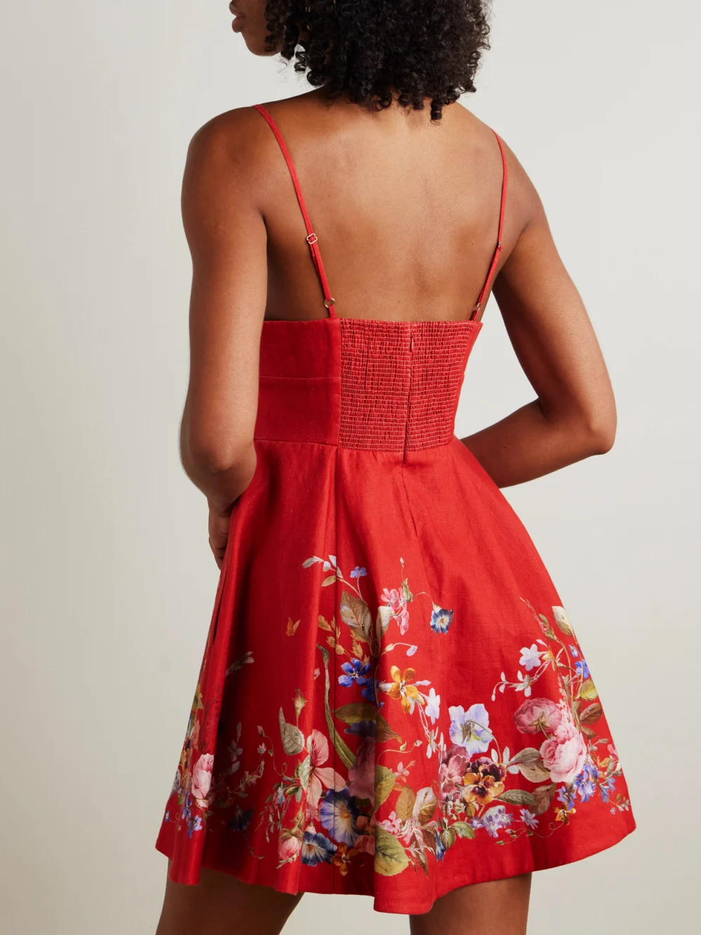Back view of the Zimmermann Patience Floral-print Linen Midi Dress
